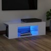 Maxspace TV Meuble, Meuble Tele, Meuble TV Chambre, Meuble TV IindustrielMeuble TV avec lumières LED Blanc Brillant 90x39x30 