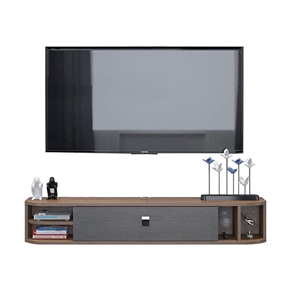 EsEntL Console multimédia Flottante, Meuble TV Mural, décodeur pour Meuble TV, Couleur noyer/120 cm Feito na China
