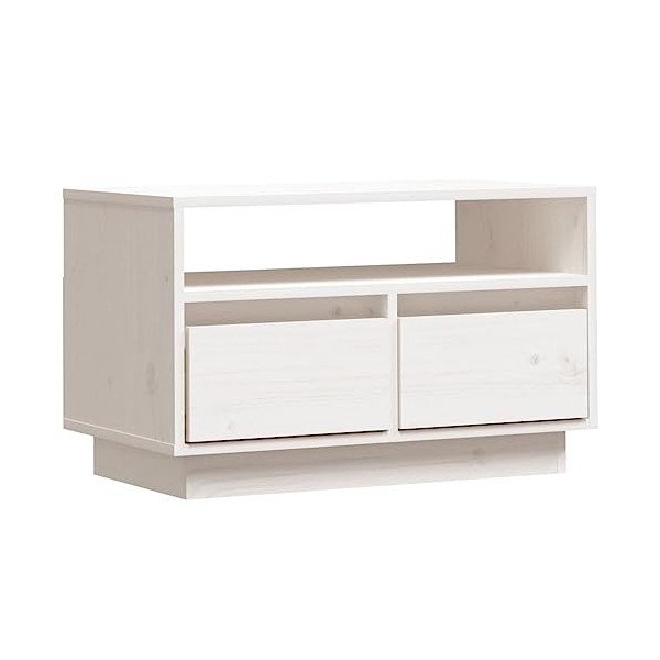 Maxspace TV Meuble, Meuble Tele, Meuble TV Chambre, Meuble TV IindustrielBlanc 60x35x37 cm Bois de pin massifConvient à la Ch