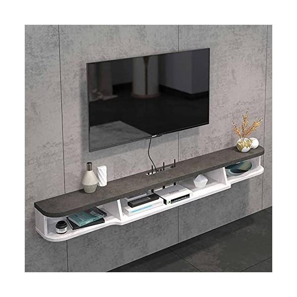 Meuble TV Flottant, Meuble TV Flottant, étagère TV Murale avec 3 Compartiments de Rangement, Console TV Suspendue, Meuble de 