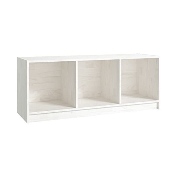 Maxspace TV Meuble, Meuble Tele, Meuble TV Chambre, Meuble TV IindustrielBlanc 104x33x41 cm Bois de pin massifConvient à la C
