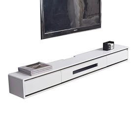 Meuble TV Mural Meuble TV Flottant Moderne, Console Multimédia pour Centre de Divertissement Mural avec 2 Tiroirs, Étagère TV