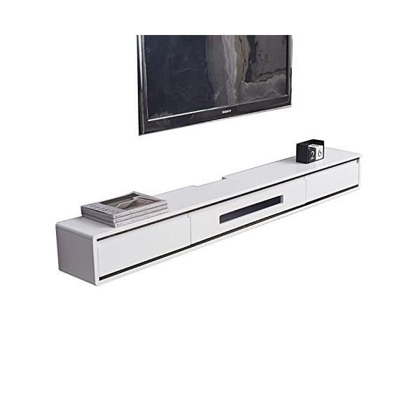 Meuble TV Mural Meuble TV Flottant Moderne, Console Multimédia pour Centre de Divertissement Mural avec 2 Tiroirs, Étagère TV