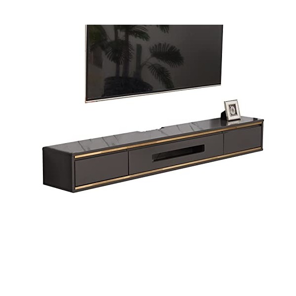 Meuble TV Mural Meuble TV Flottant Moderne, Console Multimédia pour Centre de Divertissement Mural avec 2 Tiroirs, Étagère TV
