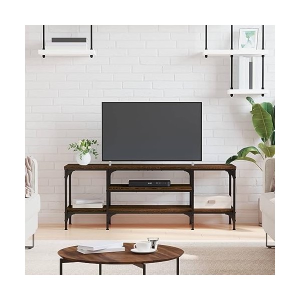 vidaXL Meuble TV chêne Marron 121x35x45 cm Bois dingénierie et Fer