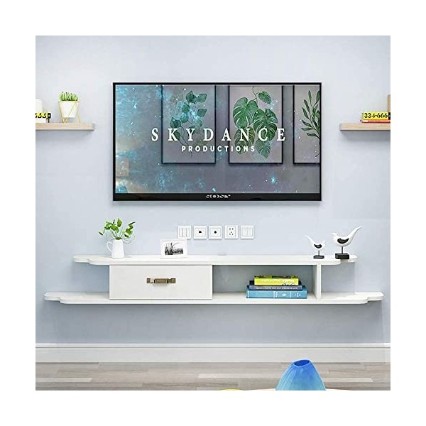 EsEntL Meuble TV Suspendu,Unité de Divertissement Flottant en Bois Massif, Meuble TV Mural Minimaliste Multifonctionnel pour 