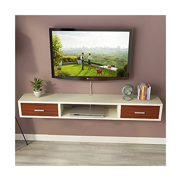 EsEntL Meuble TV Flottant, Centre multimédia Mural, Meuble TV Mural, Panneaux de Particules de Bois Massif, Support de Rangem