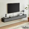 EsEntL Meuble TV Mural Meuble TV Flottant Mural - Meuble TV Suspendu en Bois Massif, Consoles multimédia rustiques 120/140 cm