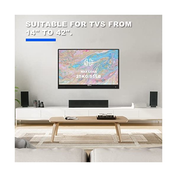 SYLVOX Support TV Réglable pour TVs pour écran téléviseur 14-42pouces. VESA 75 x 75 mm à 200 x 200 mm. Support Maximal de 25 