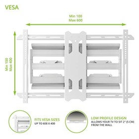Kanto PDX650 Support Full Motion pour TV 37" à 70" Noir Fits Most Flat Panel TVs from 37” to 75” Blanc