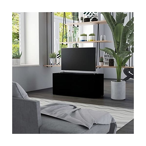 Annlera Meuble TV Noir 80x34x36 cm Aggloméré Style Classique Banc TV Décorer Pièce Minimaliste Armoire TV Fonction daffichag