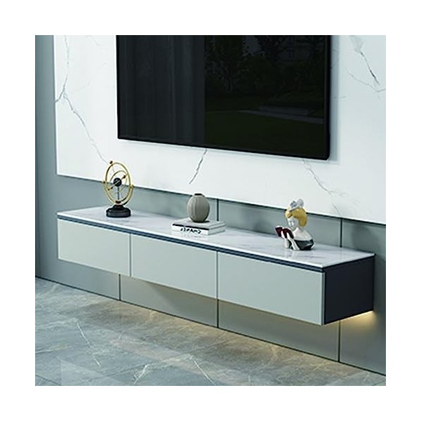 FPIGSHS Meuble TV Suspendu Bois, Console Multimédia Murale AVCE 2 Portes,Étagères De Décodeur TV, Étagère Audio/vidéo De Stoc