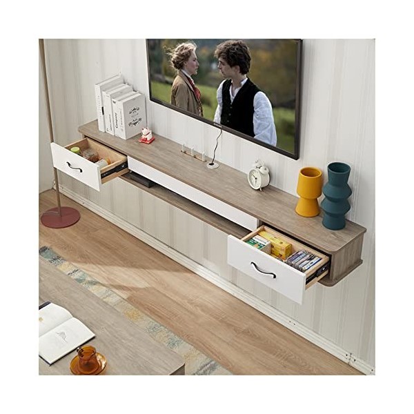 EsEntL Meuble TV Flottant Meuble TV Flottant fixé au Mur sous létagère TV Console TV Flottante Armoire de Divertissement ave