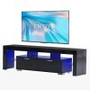 Eifizek Meuble TV LED moderne pour TV de 75 pouces, centre de divertissement avec rangement, meuble TV LED noir pour salon, c