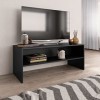 homiuse Meuble TV Noir 100x40x40 cm Aggloméré Bibliothèque Style Classique Support de TV Table TV Meuble Salon Armoire TV Cha