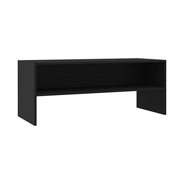 homiuse Meuble TV Noir 100x40x40 cm Aggloméré Bibliothèque Style Classique Support de TV Table TV Meuble Salon Armoire TV Cha