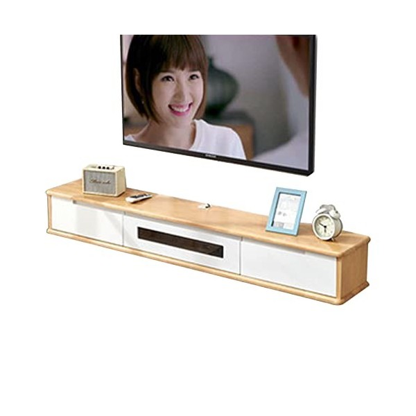 EsEntL Meuble TV Mural 47,2 Pouces Meuble TV Flottant avec 2 tiroirs, Console multimédia Murale, étagère sous Le téléviseur, 
