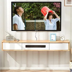 EsEntL Meuble TV Mural 47,2 Pouces Meuble TV Flottant avec 2 tiroirs, Console multimédia Murale, étagère sous Le téléviseur, 