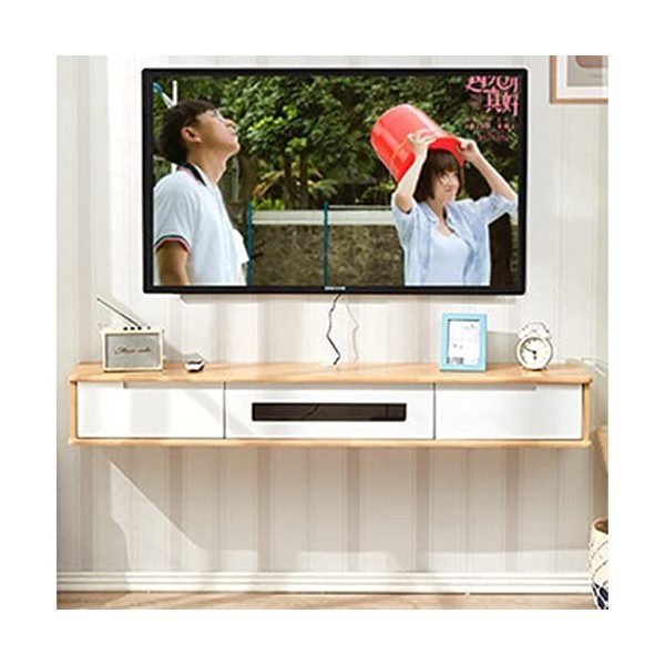 EsEntL Meuble TV Mural 47,2 Pouces Meuble TV Flottant avec 2 tiroirs, Console multimédia Murale, étagère sous Le téléviseur, 