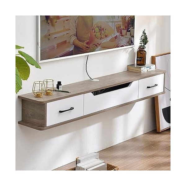 Unité de table TV pour téléviseurs, meuble TV mural étagère TV flottante étagère murale clapier audio/vidéo étagère électroni
