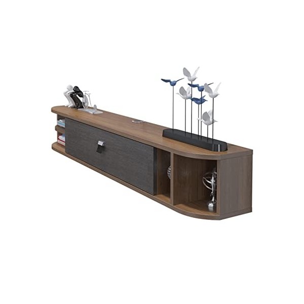 FPIGSHS Console Multimédia Murale, Étagère Flottante Meuble De TV 120/140cm, Étagère Audio Vidéo, Étagère pour Décodeur TV C