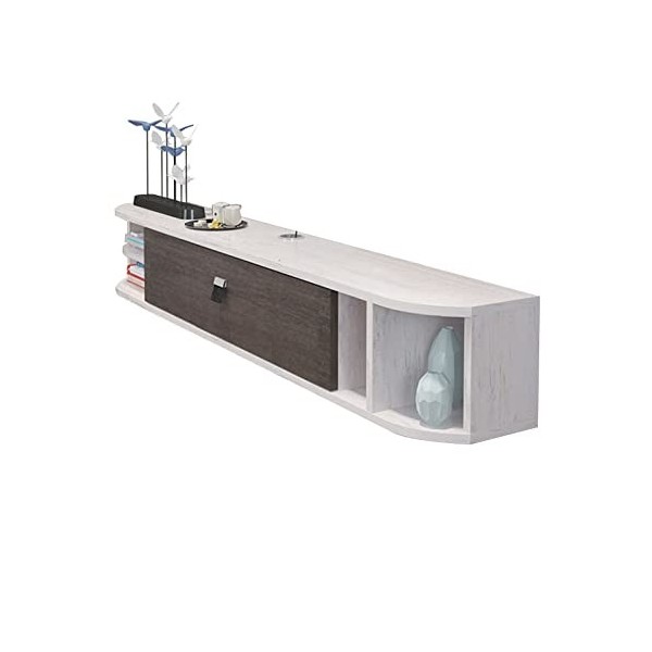 FPIGSHS Console Multimédia Murale, Étagère Flottante Meuble De TV 120/140cm, Étagère Audio Vidéo, Étagère pour Décodeur TV C
