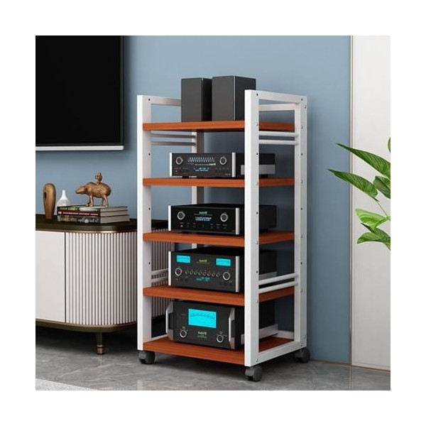 BZJPRFC Support Multimédia AV Support Multimédia Audio Vidéo avec 5 Étagères avec Support en Bois Réglable en Hauteur for La 