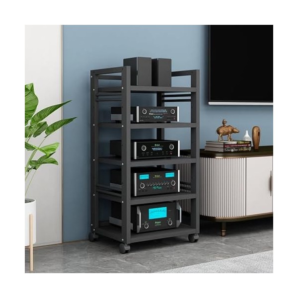 BZJPRFC Support Multimédia AV Support Multimédia Audio Vidéo avec 5 Étagères avec Support en Bois Réglable en Hauteur for La 