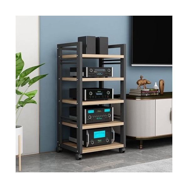 BZJPRFC Support Multimédia AV Support Multimédia Audio Vidéo avec 5 Étagères avec Support en Bois Réglable en Hauteur for La 