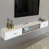 EsEntL Meuble TV Flottant, Console Multimédia Murale avec 2 Tiroirs, Étagère Vidéo Murale, Meuble TV, MDF + Bois Massif/B/120