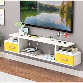 EsEntL Meuble TV Flottant, Meuble TV Flottant, Console multimédia TV Murale, Meuble TV Flottant avec étagère de Rangement Ouv