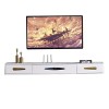 Meuble TV Mural Meuble TV Flottant Moderne, Console multimédia pour Centre de Divertissement Mural avec 2 tiroirs, étagère TV