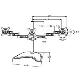 Bras de Table avec Base pour Trois Films jusquà 15 kg de 13" à 21" jusquà 100 x 100