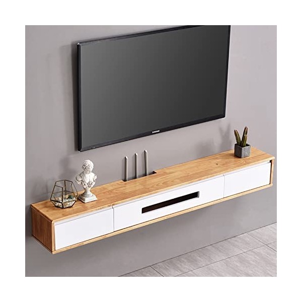 Meuble TV Flottant Mural pour Centre de Divertissement multimédia avec 3 espaces de Rangement, Meuble TV Moderne pour Salon, 