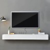 EsEntL Meuble TV Mural Console multimédia Murale avec 2 tiroirs, Meuble TV Mural Flottant Blanc 120/140 cm, étagère TV Flotta