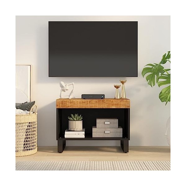 Meuble TV 60x33x43,5 cm Bois Massif de manguier - Meuble télé, Meuble TV Industriel, Meuble Chambre, Convient pour Salon ou C