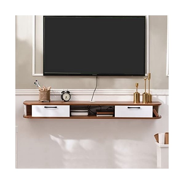 EsEntL Meuble TV Mural Meuble TV Flottant Mural, Meuble TV Mural avec 1 Porte, étagère de Rangement multimédia pour Salon et 