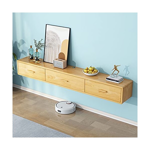 EsEntL Meuble TV Mural Meuble TV Flottant Mural - Meuble TV Suspendu en Bois Massif Étagère de Rangement Multimédia ， Centre 