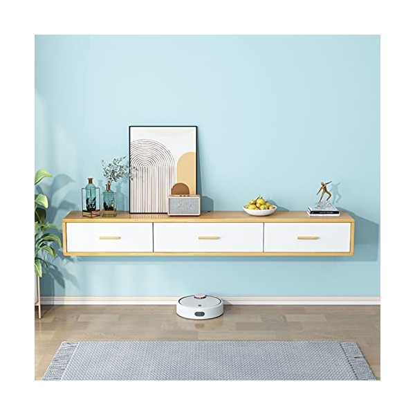 EsEntL Meuble TV Mural Meuble TV Flottant Mural - Meuble TV Suspendu en Bois Massif Étagère de Rangement Multimédia ， Centre 