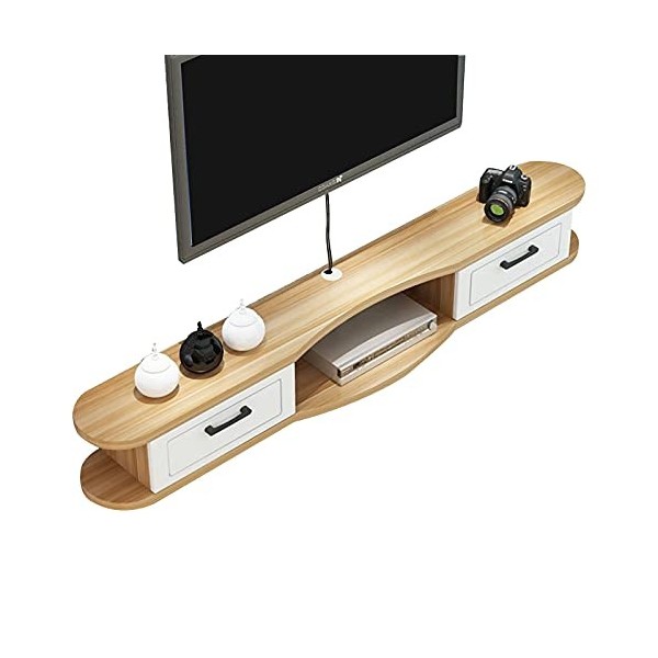 EsEntL Étagère de Meuble TV Flottante Moderne, étagère de Rangement multimédia en Bois pour Table TV, pour boîtiers de câble/