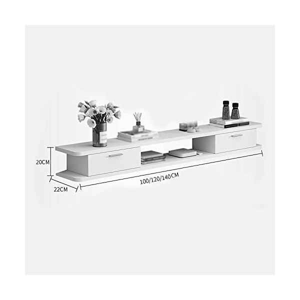 EsEntL Étagère de Rangement multimédia, Meuble TV Mural à Double tiroir avec Trou pour Fil, Applicable au projecteur télécomm