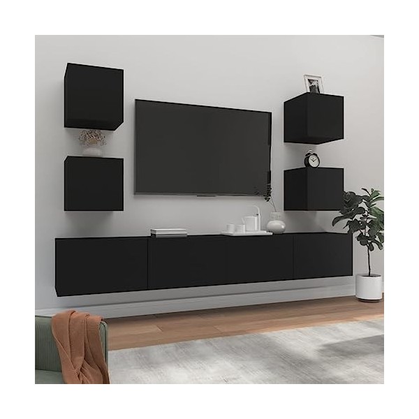 VEEKI Meuble TV, Meuble TV Suspendu, Meuble TV Industriel, Meuble TV Bois, Meuble Chambre, Convient pour Salon ou Chambre, En