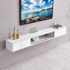 EsEntL Meuble de télévision Flottant, Type de tiroir de Conception sculpté en Creux, Support de décodeur Mural Suspendu pour 