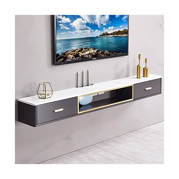 EsEntL Meuble de télévision Flottant, Type de tiroir de Conception sculpté en Creux, Support de décodeur Mural Suspendu pour 