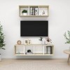 Meuble TV 2 pièces en bois blanc et chêne sonoma