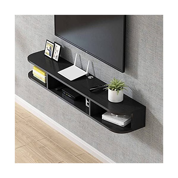 EsEntL Meuble TV Flottant, étagère de Rangement multimédia en Bois avec 3 Compartiments de Rangement, Console TV Suspendue po