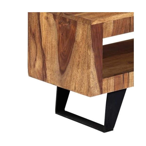 CARESHINE Meuble TV en Bois Massif 140x40 cm - Console multimédia en Bois de Sheesham - Meuble TV Meuble de Rangement TV Rust