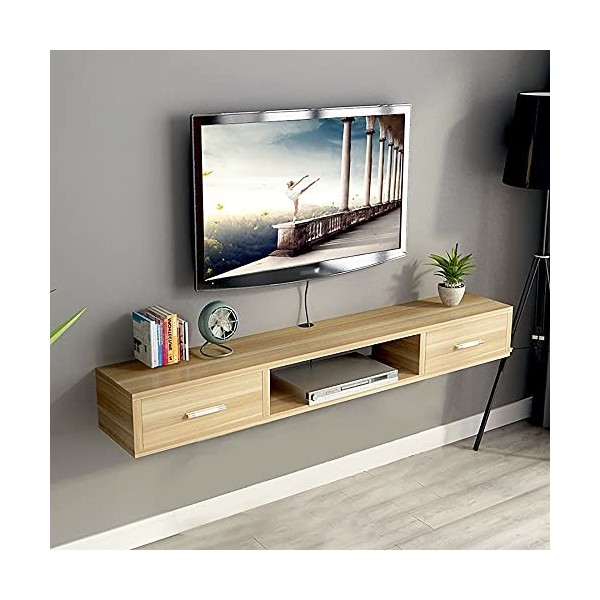 Centre multimédia Mural, Panneau de Particules en Bois Massif pour Meuble de télévision Mural, Support de Rangement Mural ave