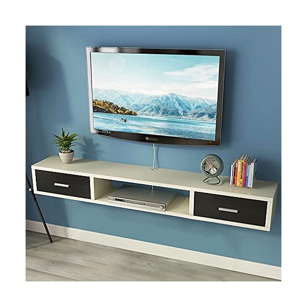 Centre multimédia Mural, Panneau de Particules en Bois Massif pour Meuble de télévision Mural, Support de Rangement Mural ave