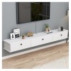 Meuble TV Flottant Wall Stand avec Prise de Courant Murale Multimédia de la Console avec Le Câble Trous, Moderne Centre de Di